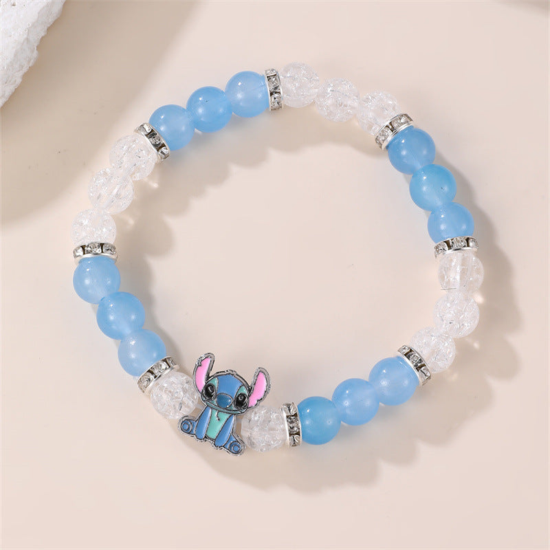 Pulsera de estrella hecha a mano para niñas con cuentas de resina plástica y acentos de cristal transparente