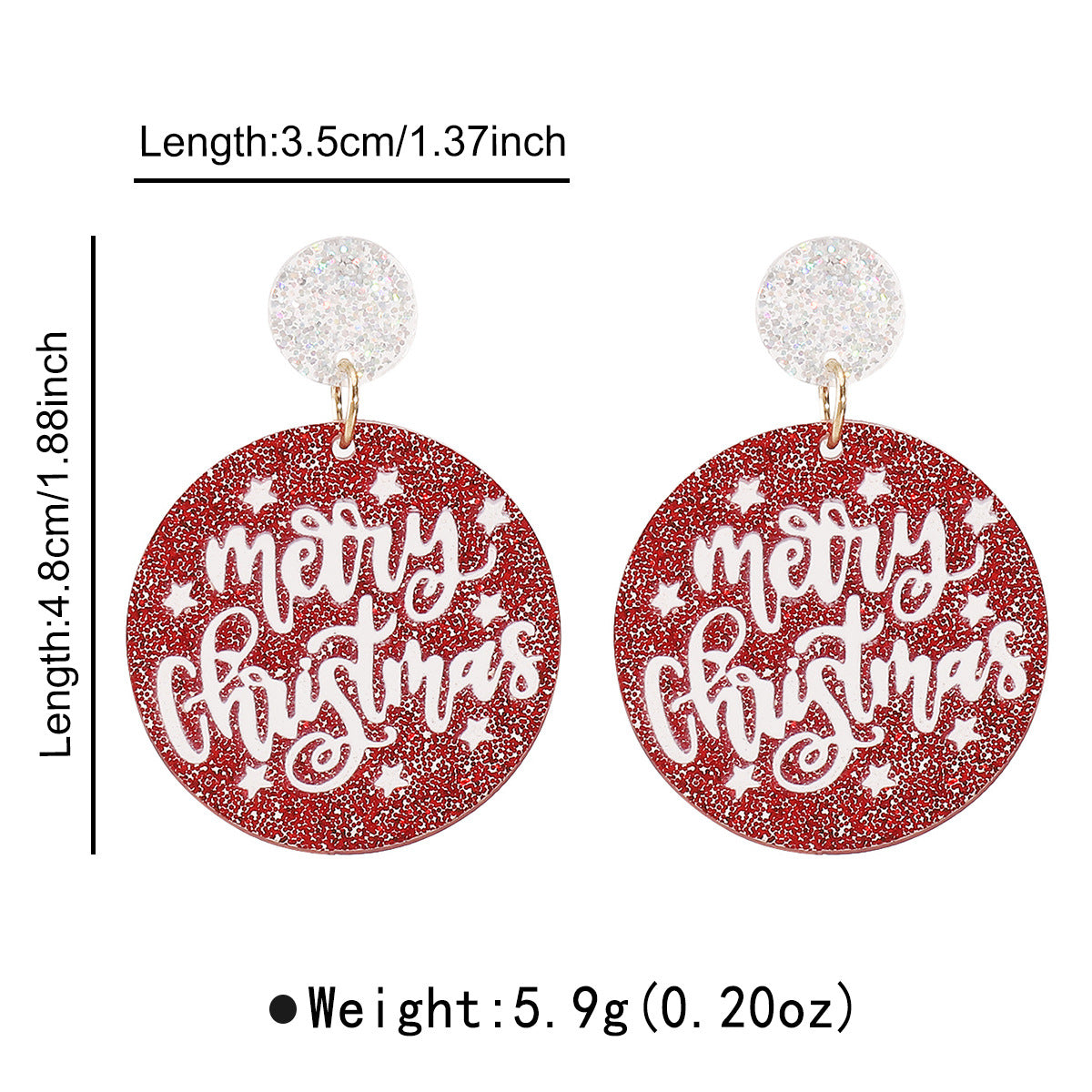 Pendientes de botón de acetato con personajes de dibujos animados navideños para mujer con postes de acero inoxidable y diseño estampado festivo de vacaciones