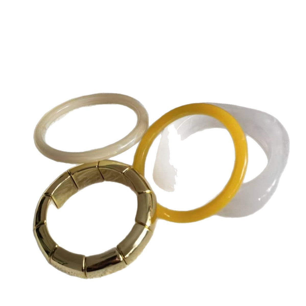 Vintage Minimalist Gold Plated Square Round Acrylic Gradient Beaded Bracelet