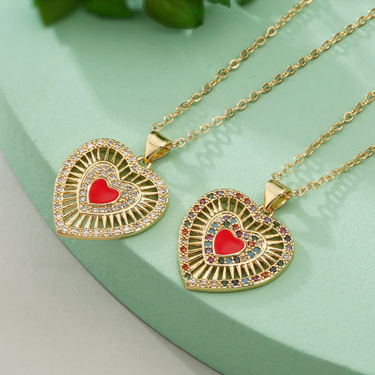 Minimalist Heart-Shaped Copper Pendant Necklace with Gold Plating for Women