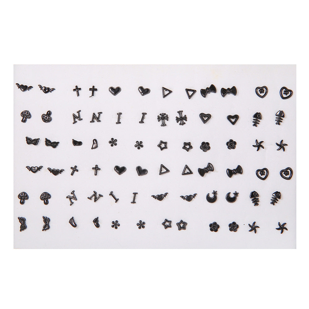 Geometric Resin Stud Earrings Set with Rhinestone Inlay Featuring Floral Animal and Letter Designs for Women
