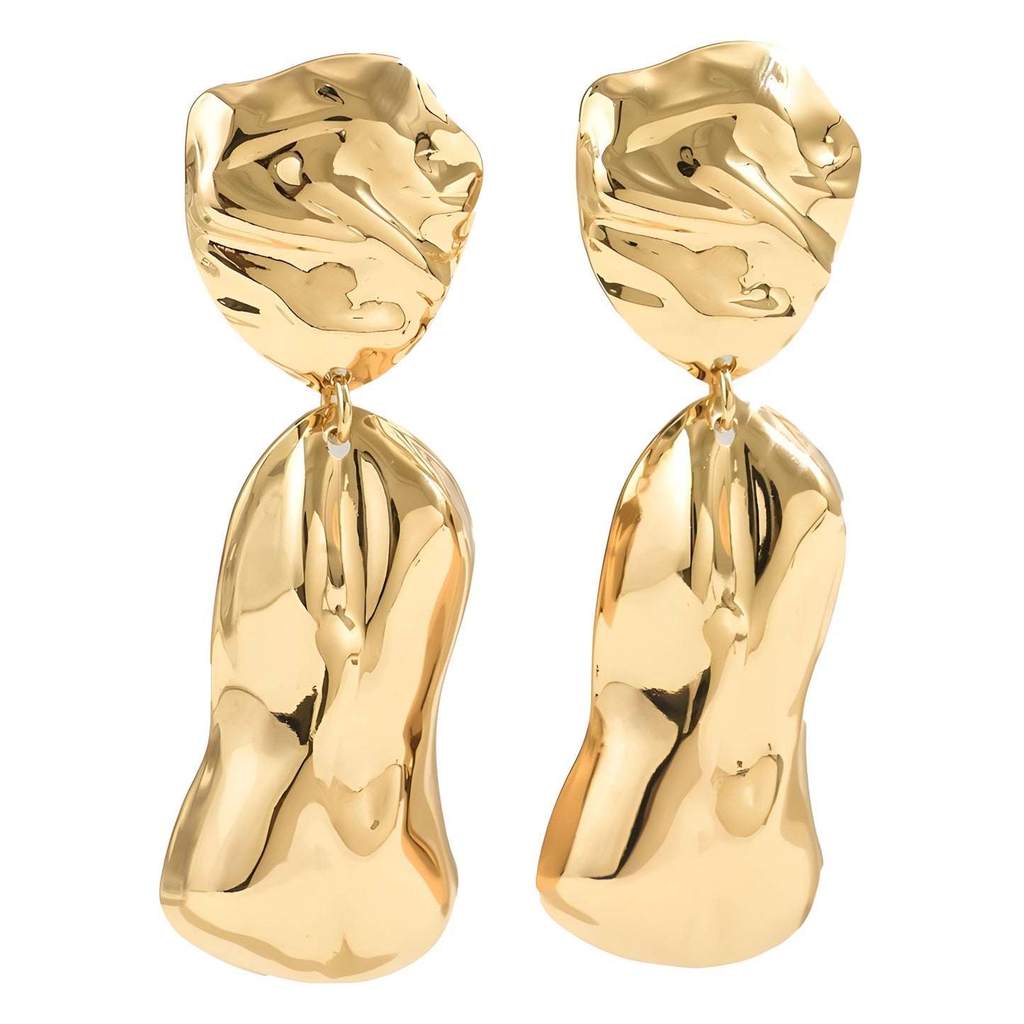 Pendientes de tuerca minimalistas geométricos de metal doblado para mujer con acabado galvanizado