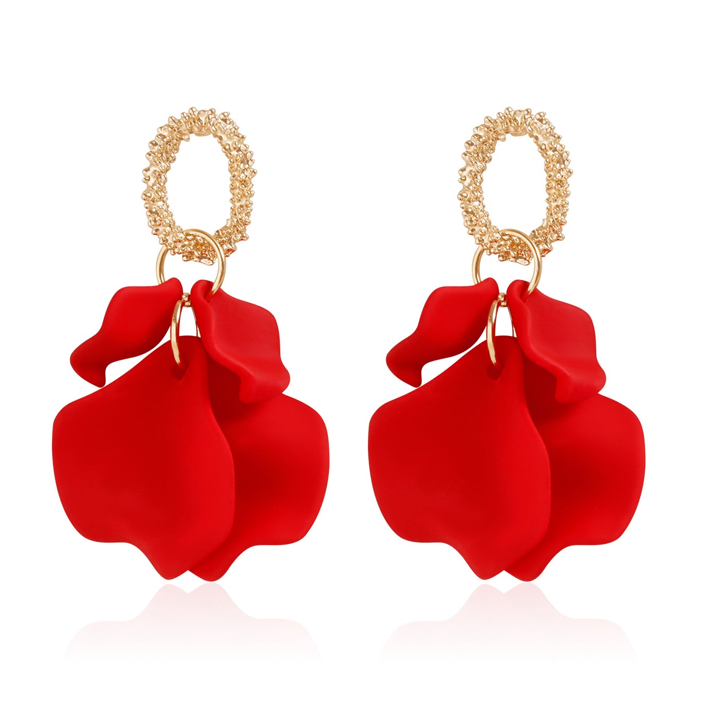 Vintage Floral Geometric Zinc Alloy Stud Earrings for Women with Plated Finish and Soft Garden-Inspired Design