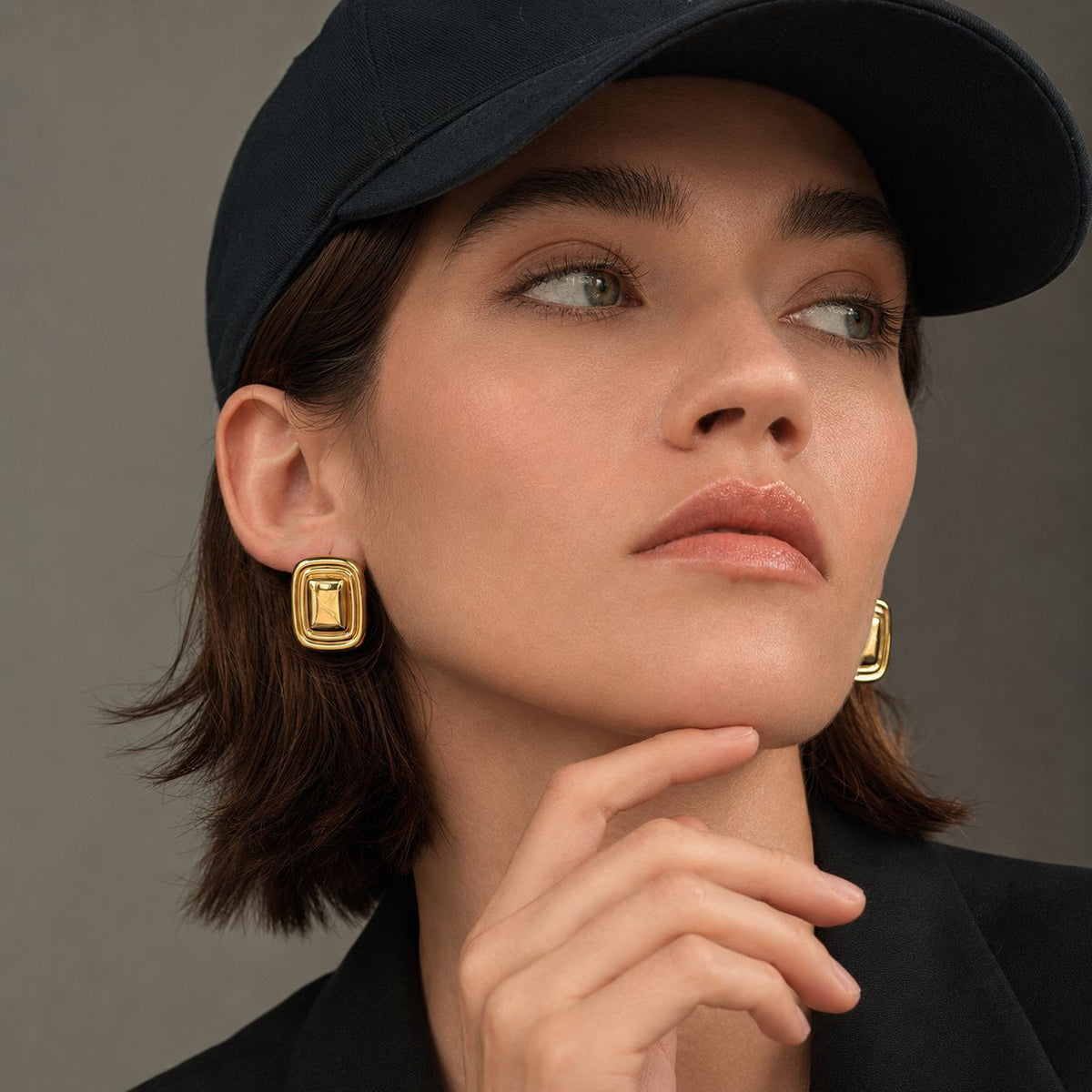 Minimalist Elegant Square Geometric 18K Gold Plated Stainless Steel Earrings for Women