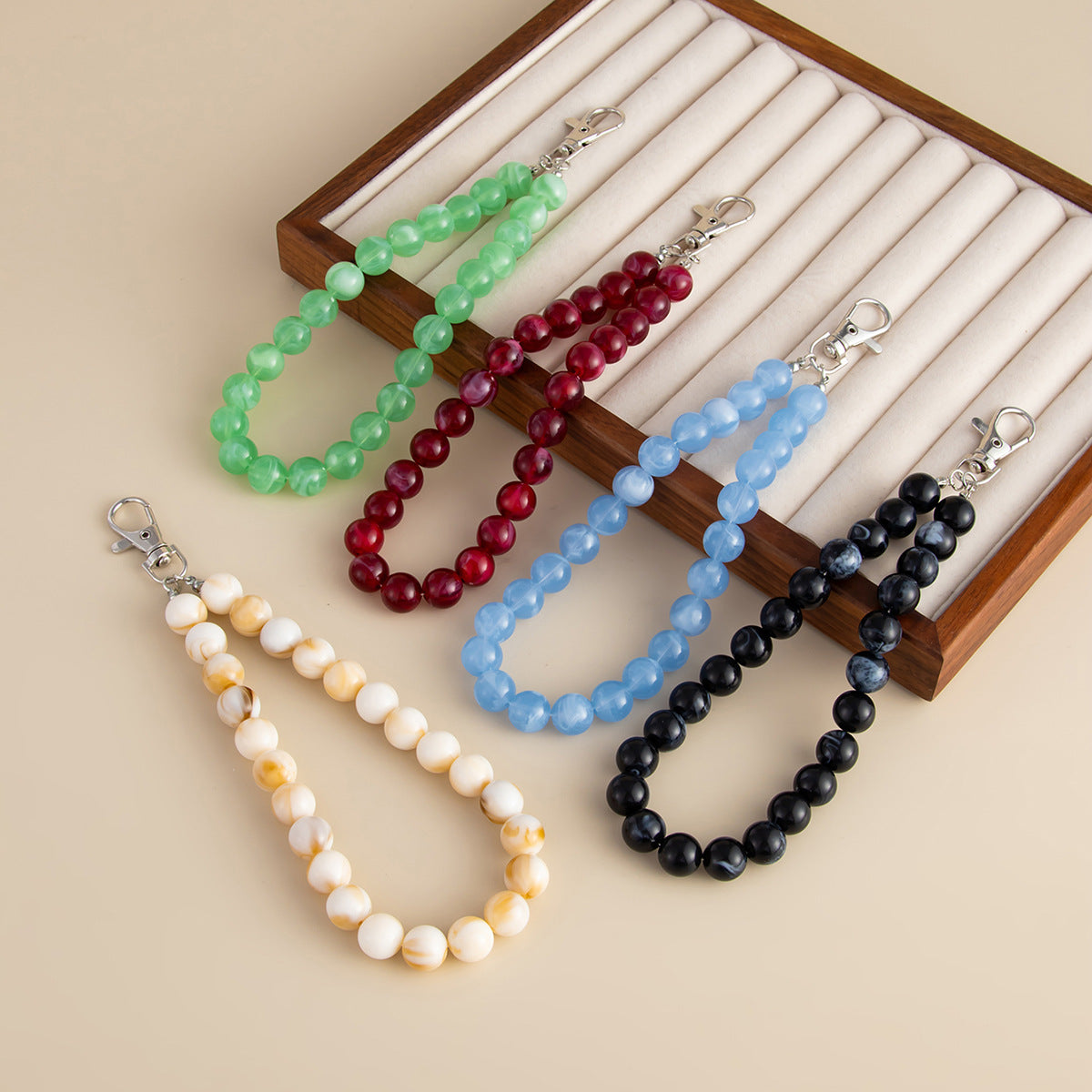 Gradient Geometric Round Alloy Bag Charm Keychain