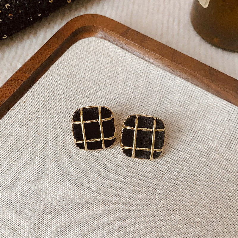 Chic French Vintage Floral and Geometric Earrings with Pearl Inlay in 925 Sterling Silver for Women