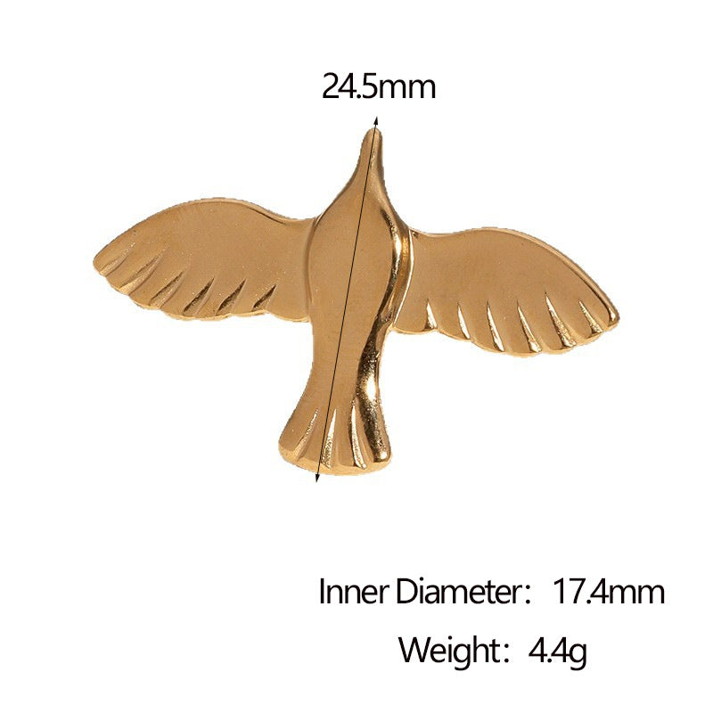 Vintage Minimalist Open Ring 18K Gold Plated Stainless Steel Dove Bird Design for Women