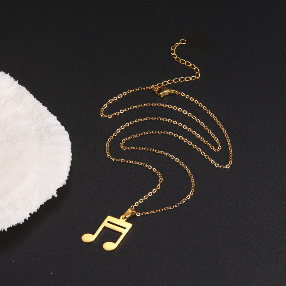 Collana pendente con nota musicale Hip Hop minimalista in acciaio inossidabile con ciondolo in titanio lucido per amanti della musica e amici, unisex