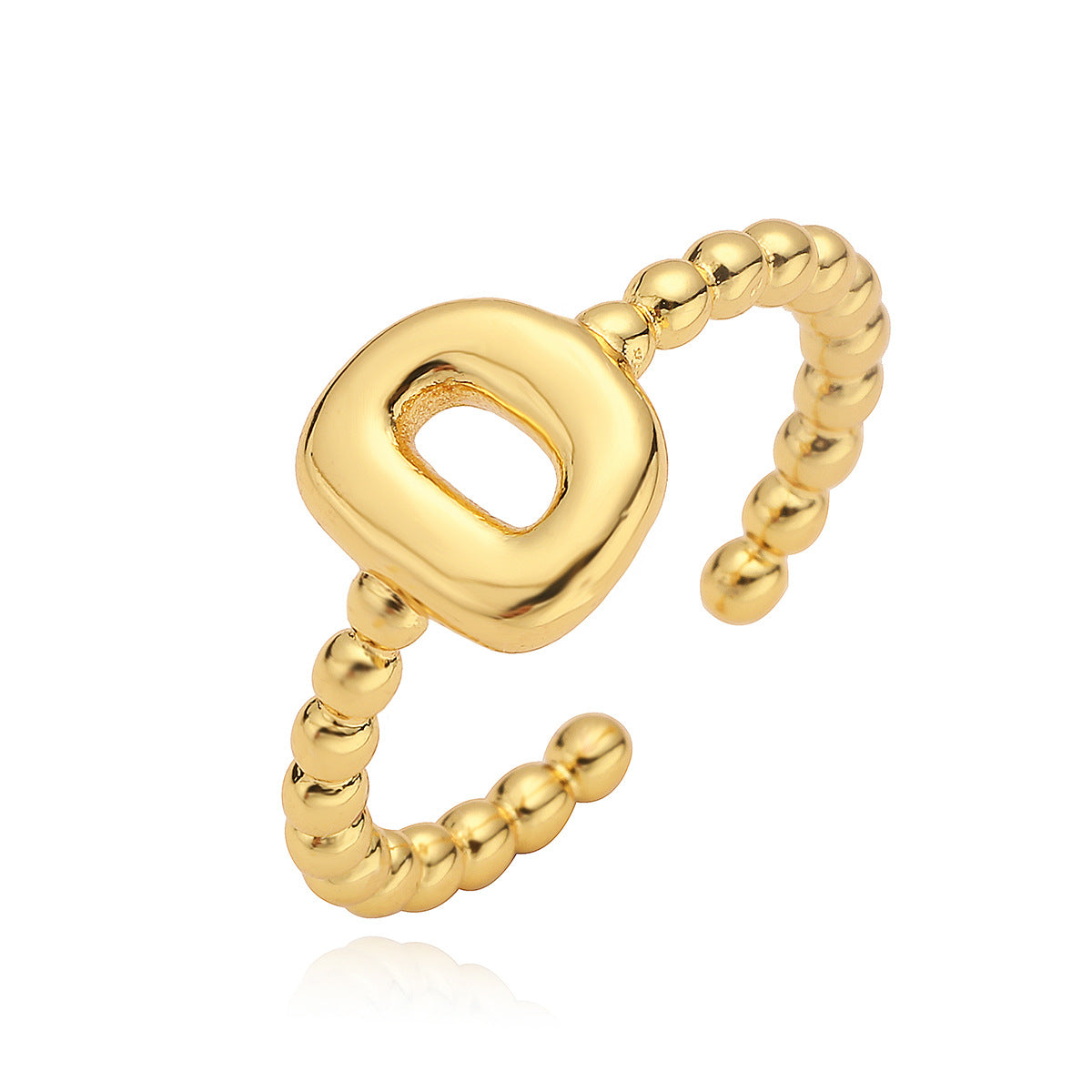 Minimalist 18K Gold Plated Brass Letter Ring for Women