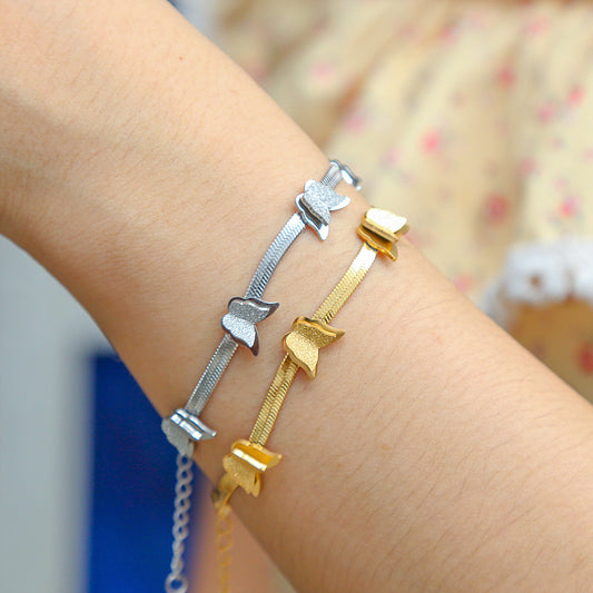Cute Butterfly-Shaped Stainless Steel Plated Bracelet for Women with Insect-Inspired Design and Sweet Fresh Style