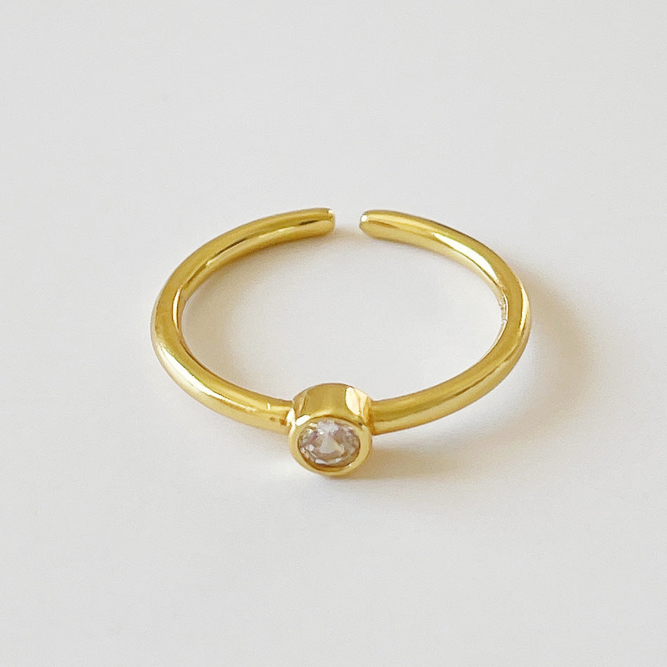 Anello da Donna Minimalista Elegante in Argento Sterling 925 con Cuore Intarsiato in Zirconia Cubica
