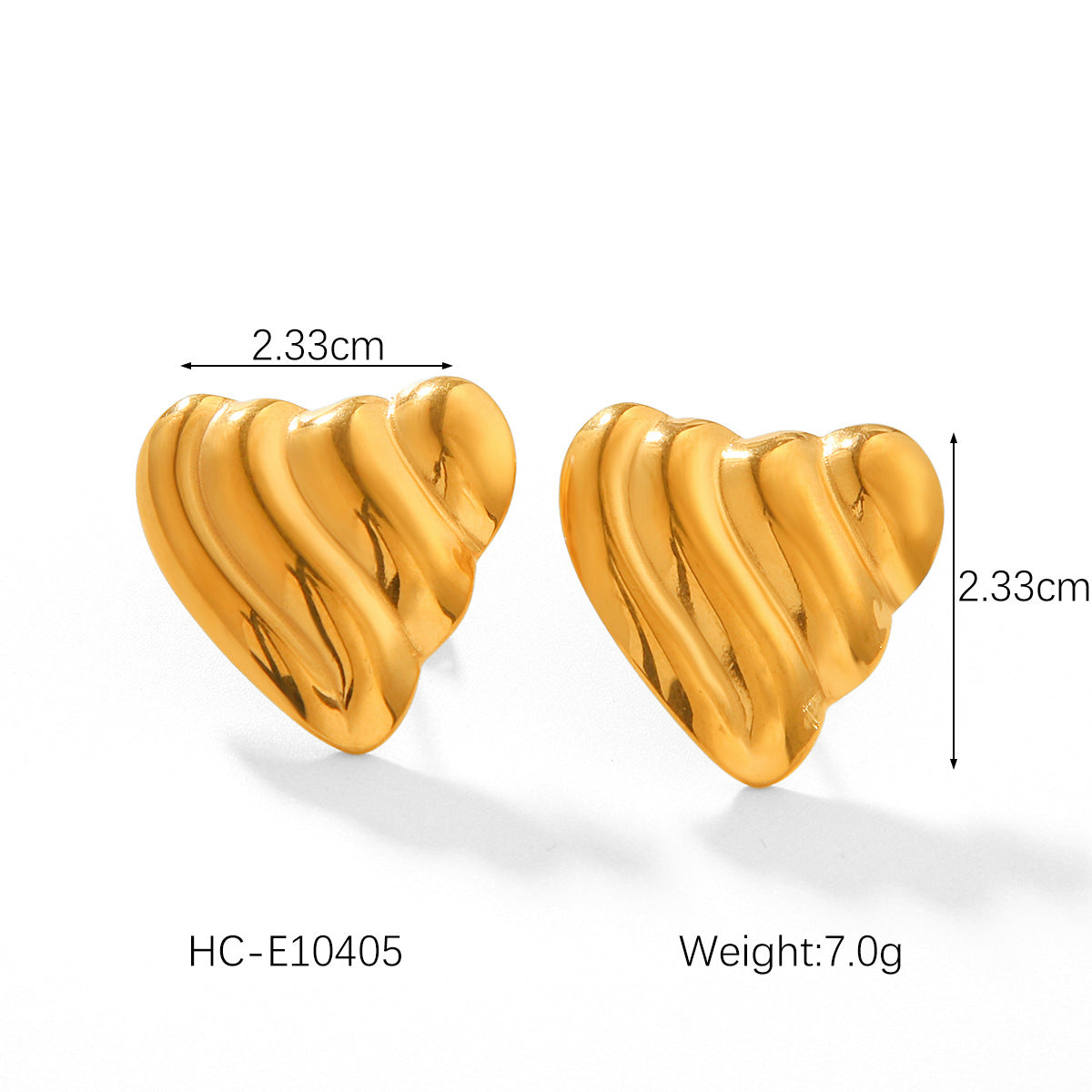 Pendientes minimalistas de acero inoxidable con forma de corazón y baño de oro de 18 quilates para mujer