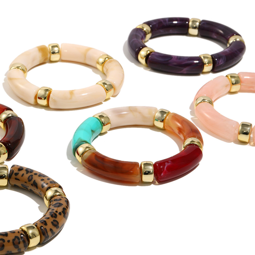 Minimalist Retro Acrylic Stretch Bracelet for Women with Geometric Shape and Clean Line Design