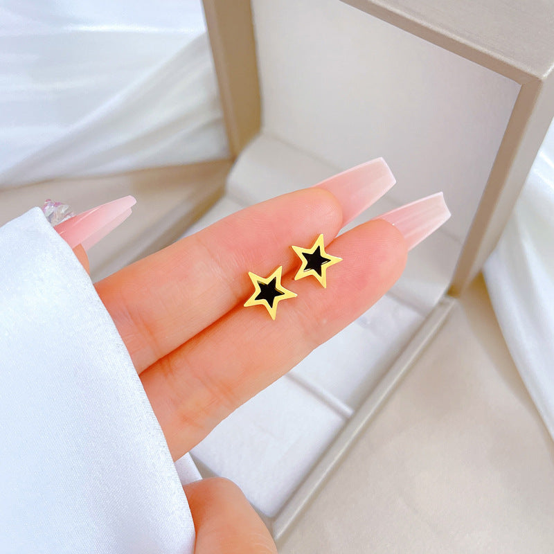 Minimalist Sweet Geometric Titanium Steel Plated Stud Earrings
