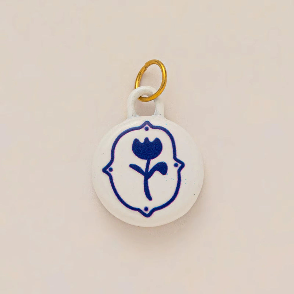 Vintage 18K Gold Plated Stainless Steel Moon Pendant Drip Oil Charm Bar