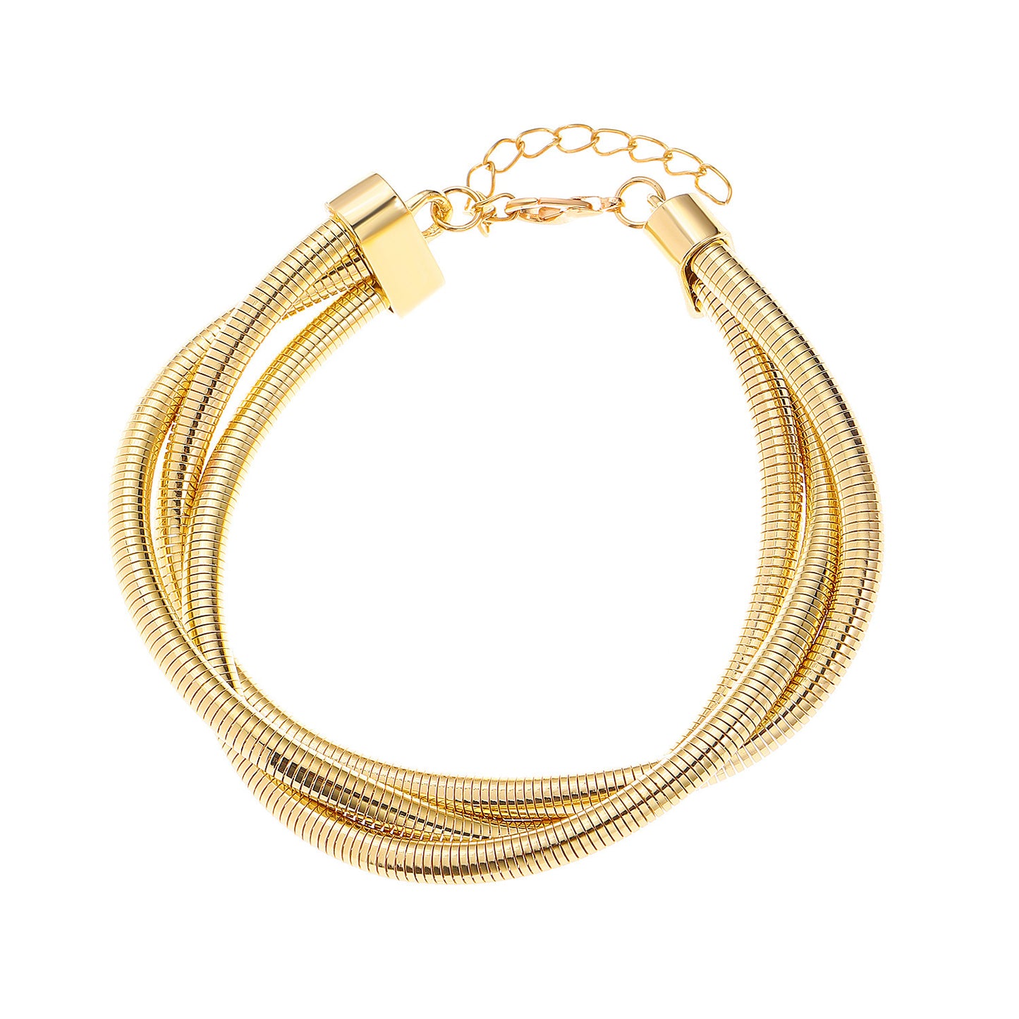 Punk Hip-hop Luxury Geometric Alloy Plated Coil Choker Necklace and Bracelet Set