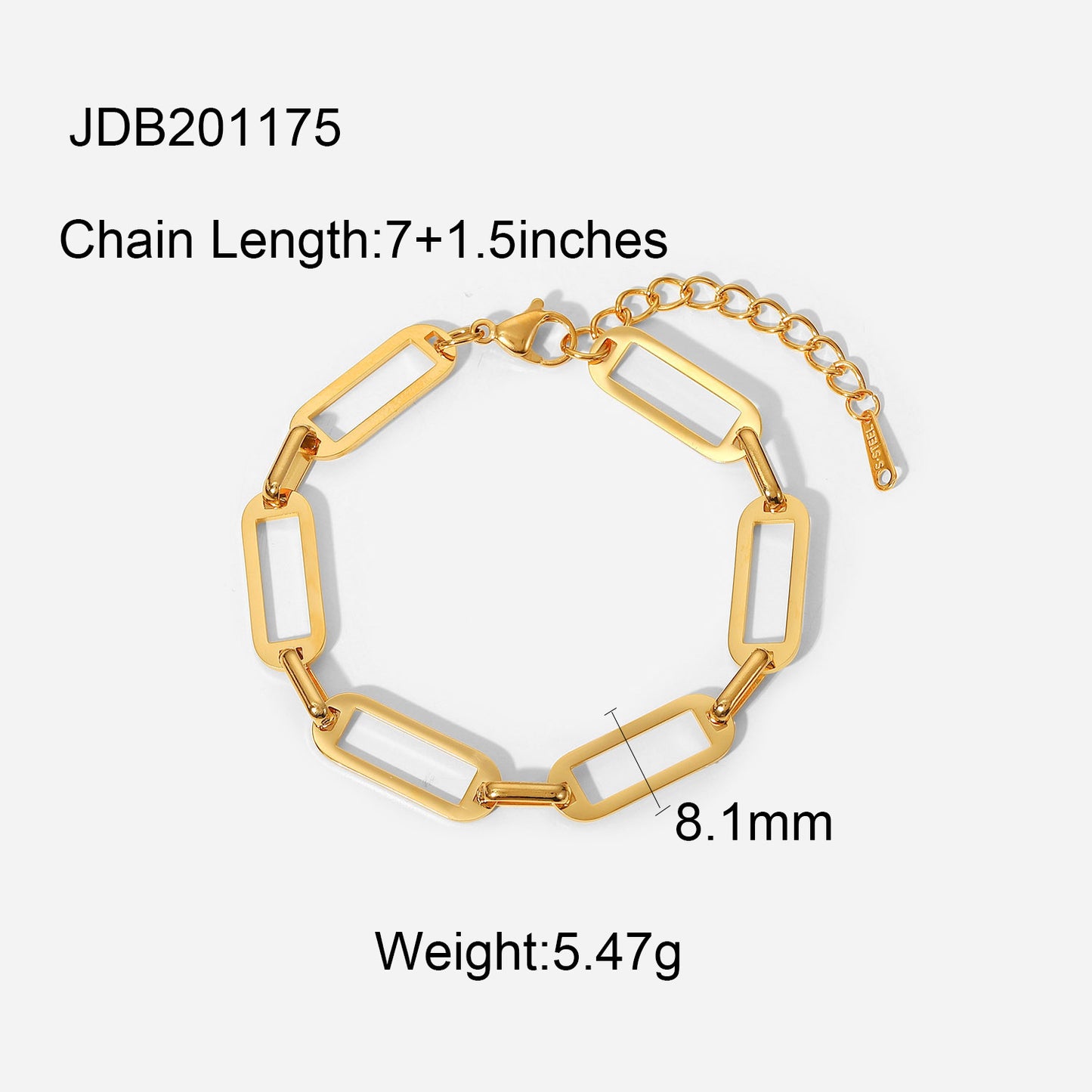 Minimalist Geometric Hollow Cross Bracelet for Women in Stainless Steel with 18K Gold Plating