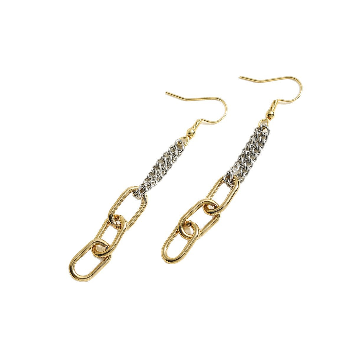 Minimalist 18K Gold Plated Geometric Stainless Steel Tassel Earrings for Women