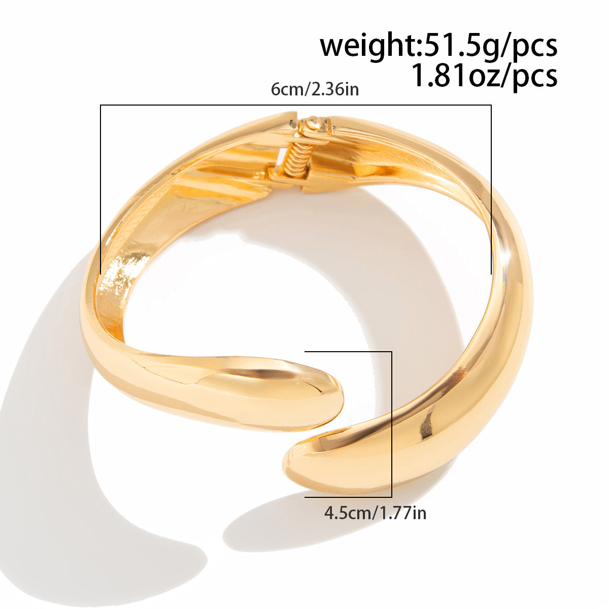 Personalized Geometric Water Drop Open Cuff Bracelet with Spring Clasp - Alloy Electroplated