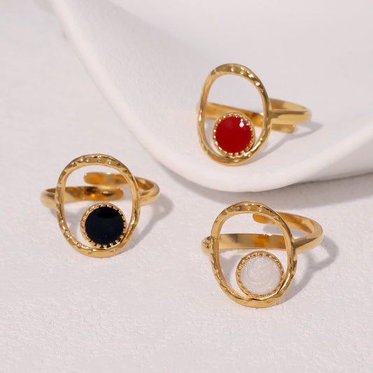 Anillo Abierto Geométrico Minimalista para Mujer en Acero Inoxidable con Baño de Oro de 18K