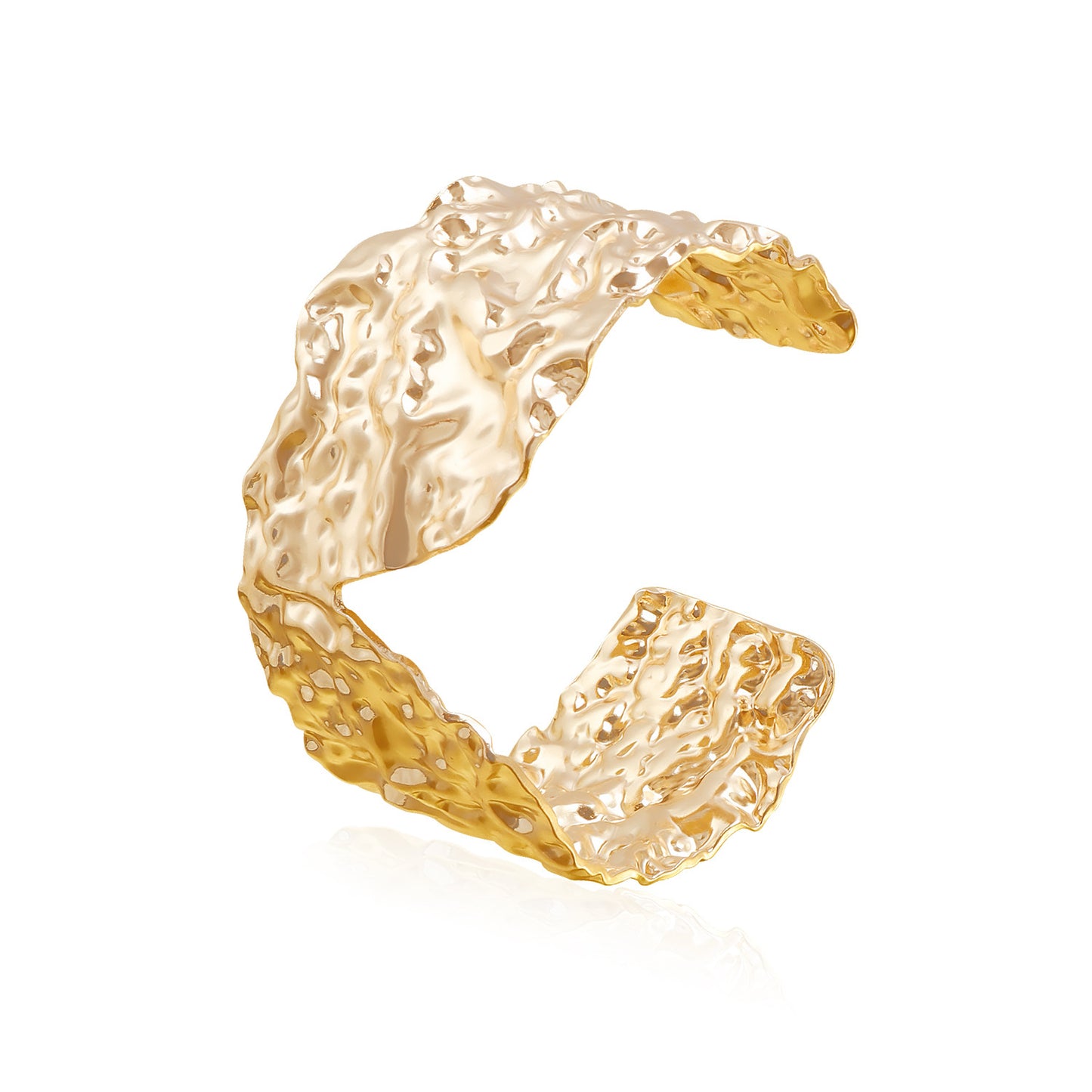 Pulsera de puño asimétrica geométrica texturizada estilo punk para mujer, aleación chapada