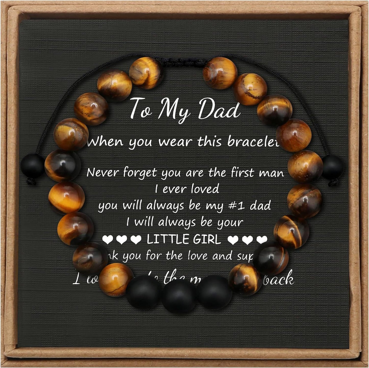 Men's Geometric Tiger's Eye Beaded Bracelet Adjustable Double Layer Handmade Gift