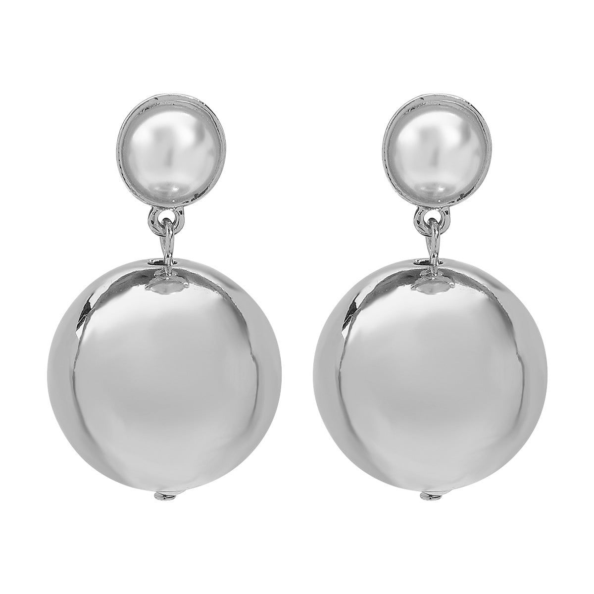 Elegantes Aretes Geométricos de Perlas para Mujer con Acabado Bañado, Joyería Moderna y Versátil para el Día a Día