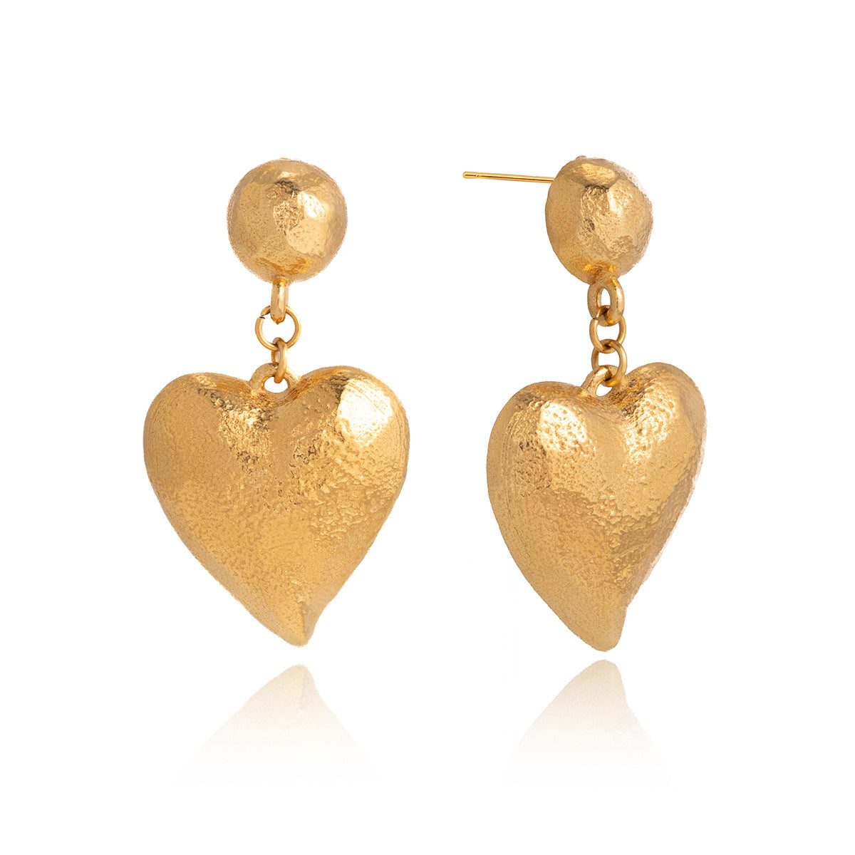 Heart Shaped Plated Stainless Steel Stud Earrings for Women