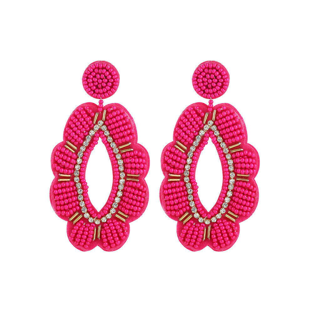 Bohemian Handmade Woven Glass Flamingo Floral Earrings Unisex