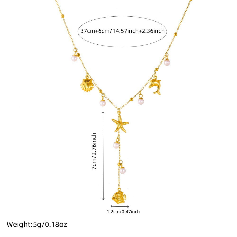 Minimalist Sweet Butterfly Star Stainless Steel Plated Y-Chain Necklace for Women