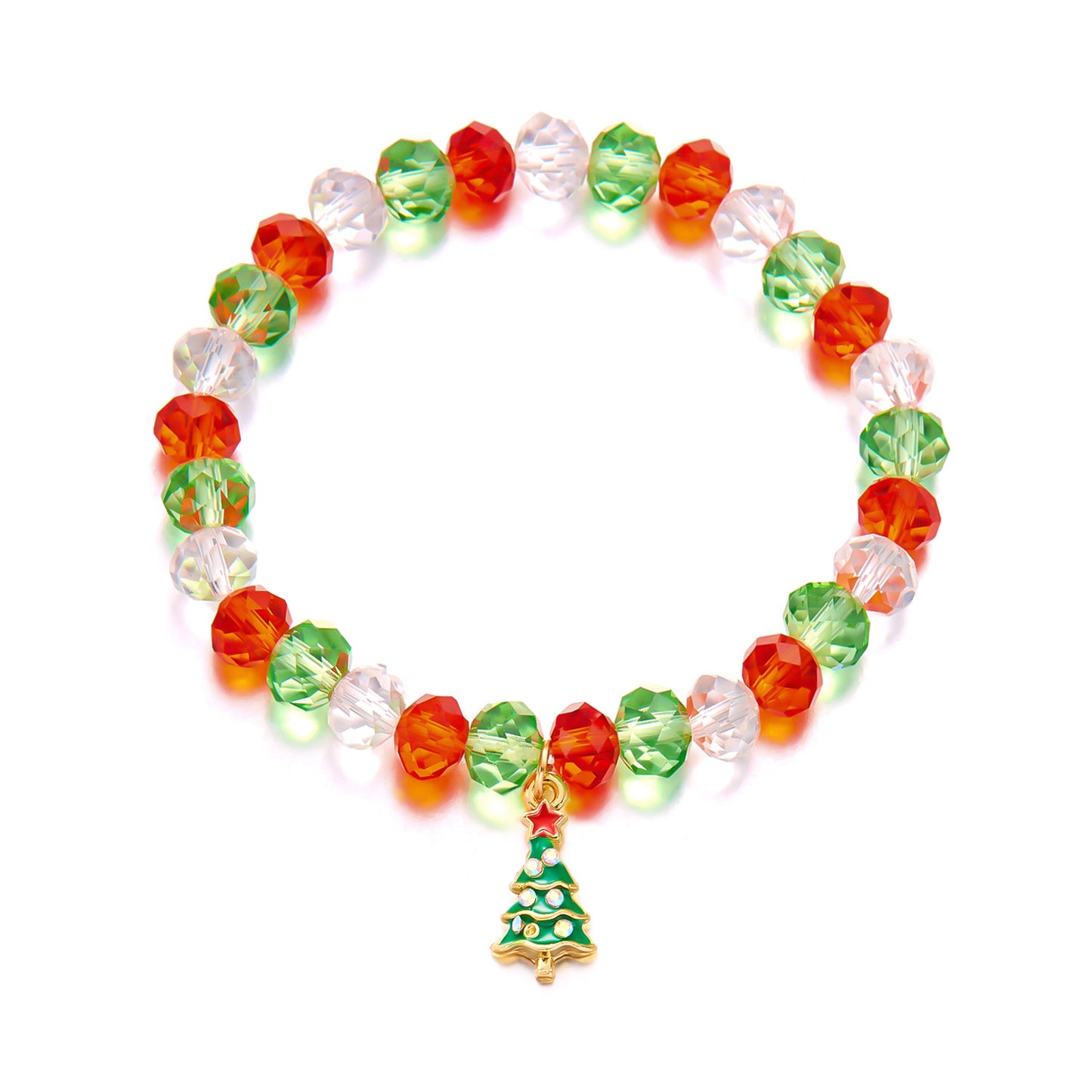 Handmade Christmas Bracelet with Alloy Beads and Crystal Accents Featuring Cartoon Character Design for Women
