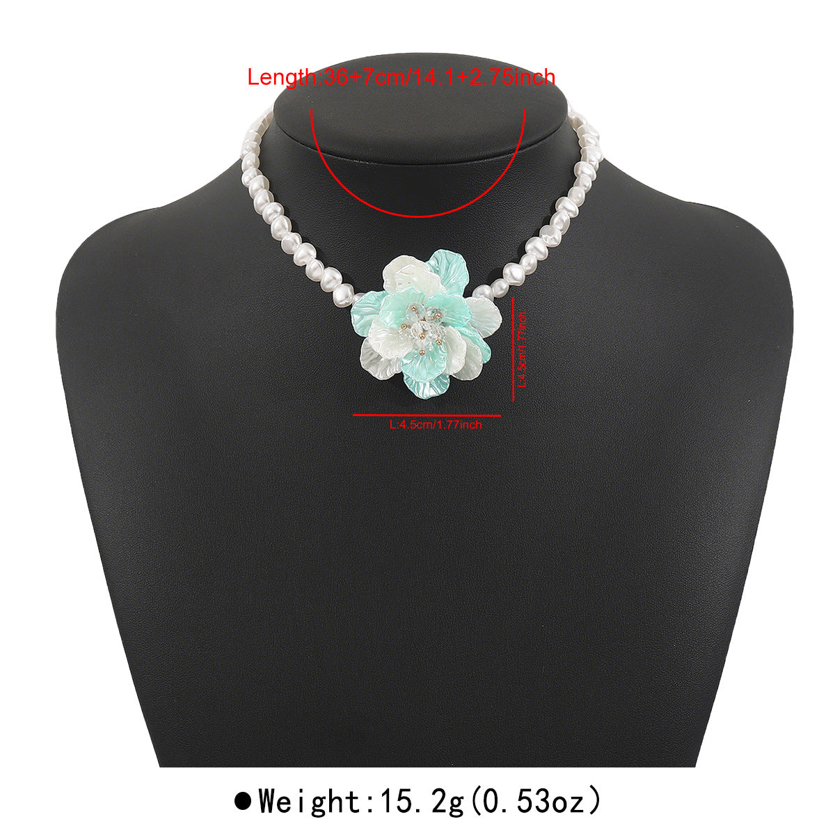 Dulce Collar Reto Geométrico de Camelia con Perlas de Imitación y Diamantes de Imitación para Mujer