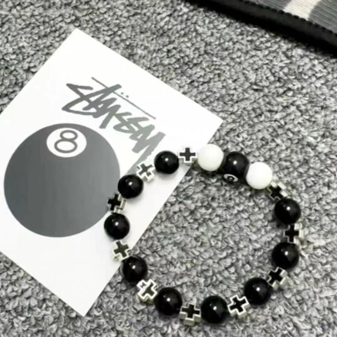 Geometric Round Cross Enamel Alloy Bracelet Unisex