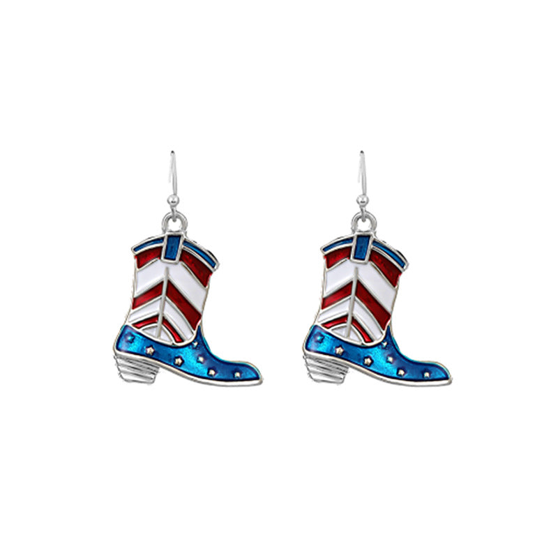 Vintage Geometric Oval Alloy Drip Oil Rhinestone Plated Earrings for Women
