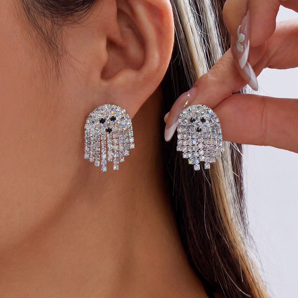 Halloween Geometric Rhinestone Inlay Alloy Earrings for Women