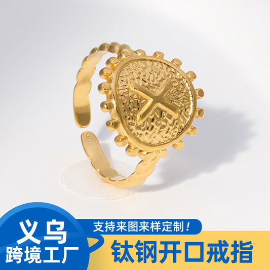 Adjustable Letter Stainless Steel Ring Plated Unisex