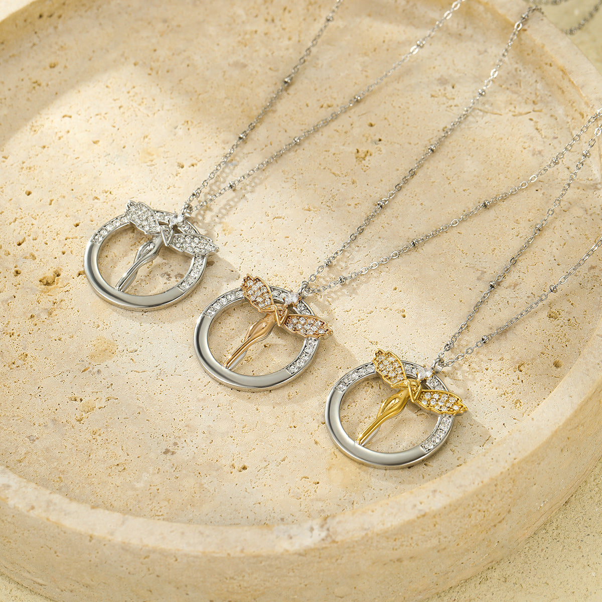 Elegant Angel-Shaped Stainless Steel Pendant Necklace with Zircon Inlay for Women, Plated Luxury Clavicle Chain