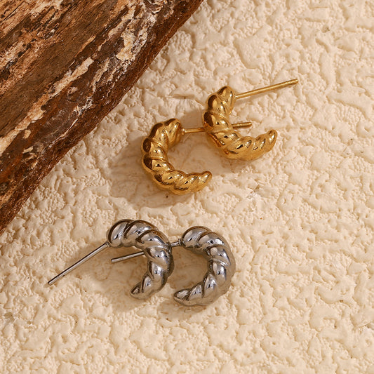 Orecchini a perno geometrici da donna in acciaio inossidabile placcati oro 18 carati, ispirati al design vintage