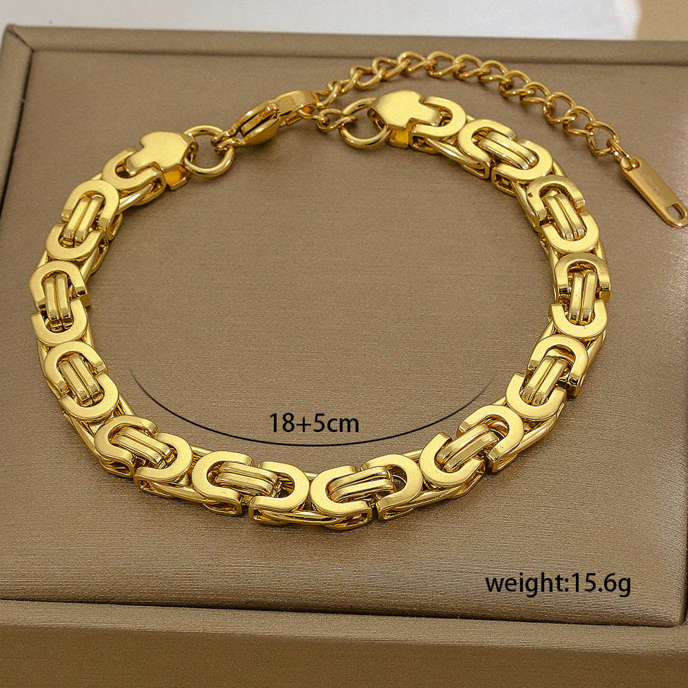 Set di bracciali multistrato minimalisti in acciaio inossidabile con placcatura sottovuoto, da indossare tutti i giorni