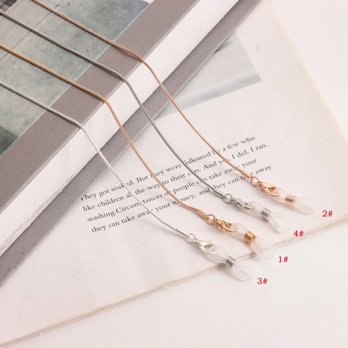 Minimalist Geometric Alloy Mask and Glasses Chain