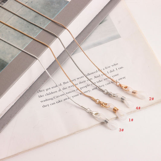 Minimalist Geometric Alloy Mask and Glasses Chain