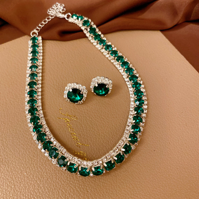 Vintage Green Rhinestone Butterfly Pearl Earrings with Stainless Steel Posts for Women