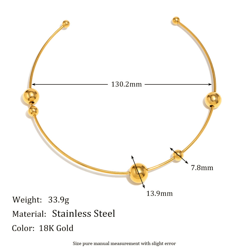 Collana Girocollo da Donna in Acciaio Inossidabile Placcato Oro 18K con Perline Rotonde Geometriche Minimaliste