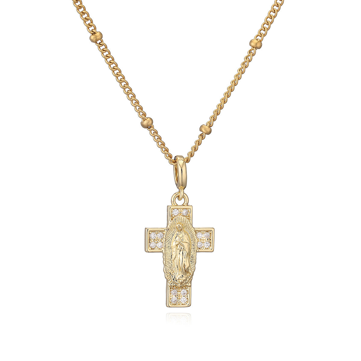 Collana pendente geometrica minimalista da donna in rame con placcatura in oro 18 carati e intarsio di zirconi