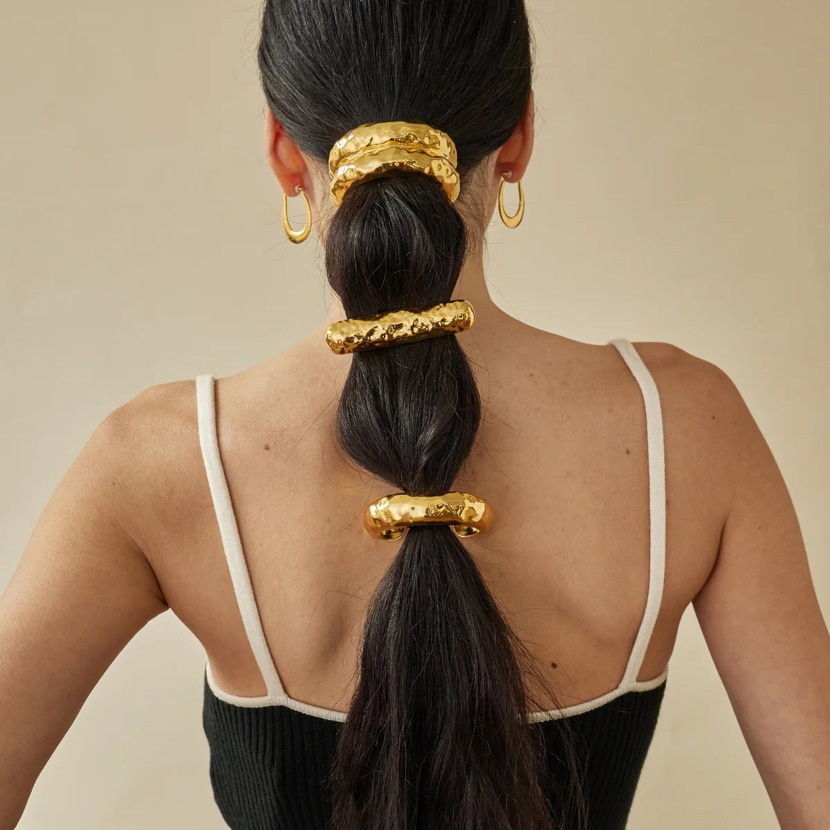 Elegant Stainless Steel Hair Tie with Plated Finish for Ponytail High-Elasticity Fashion Commuter Accessory