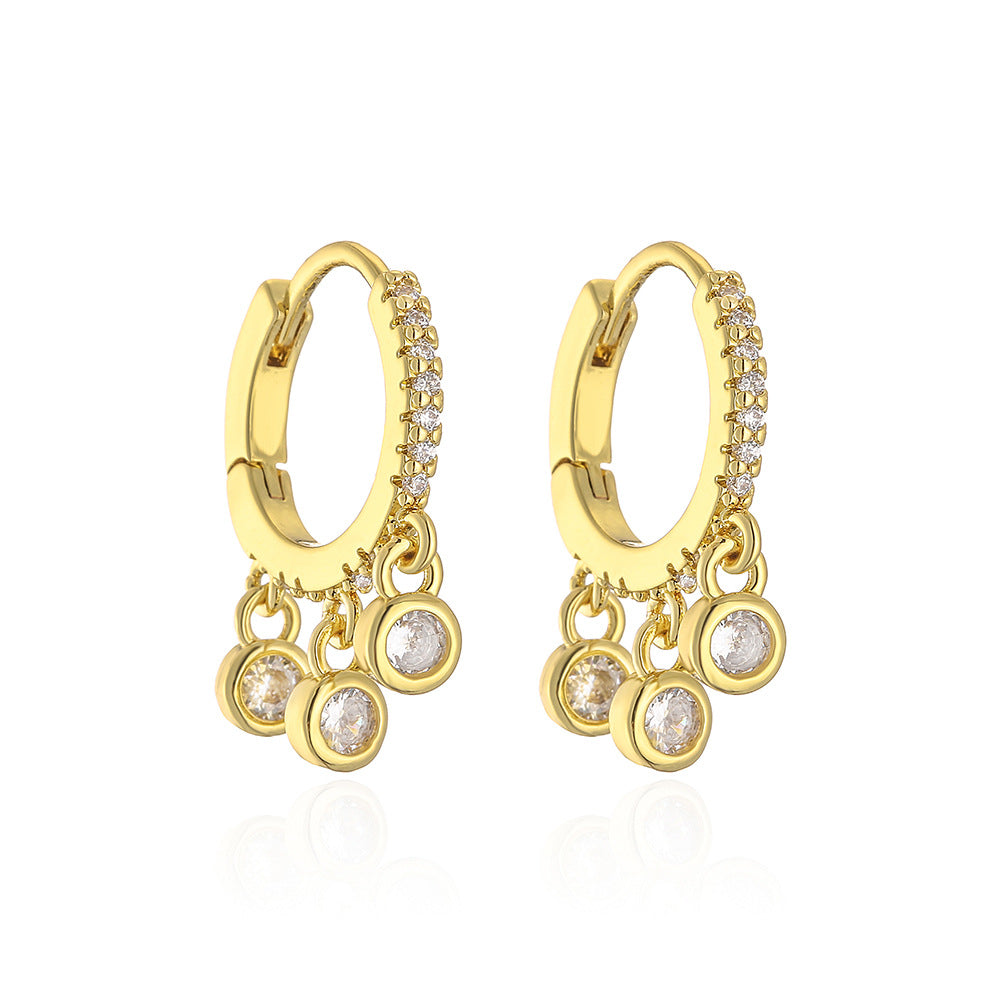 Fashion Irregular Geometric Cubic Zirconia Gold Plated Brass Earrings for Women