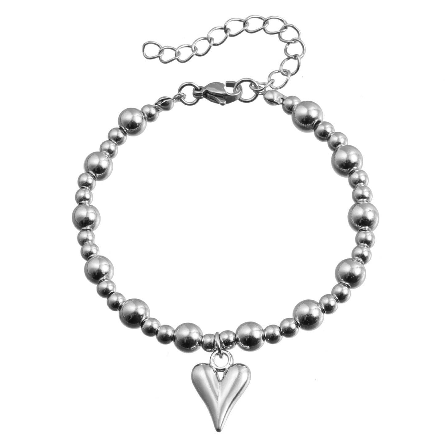 Collar de Perlas Redondas con Cuentas Geométricas para Mujer con Colgante de Corazón de Aleación, Cadena de Clavícula de Moda Galvanizada