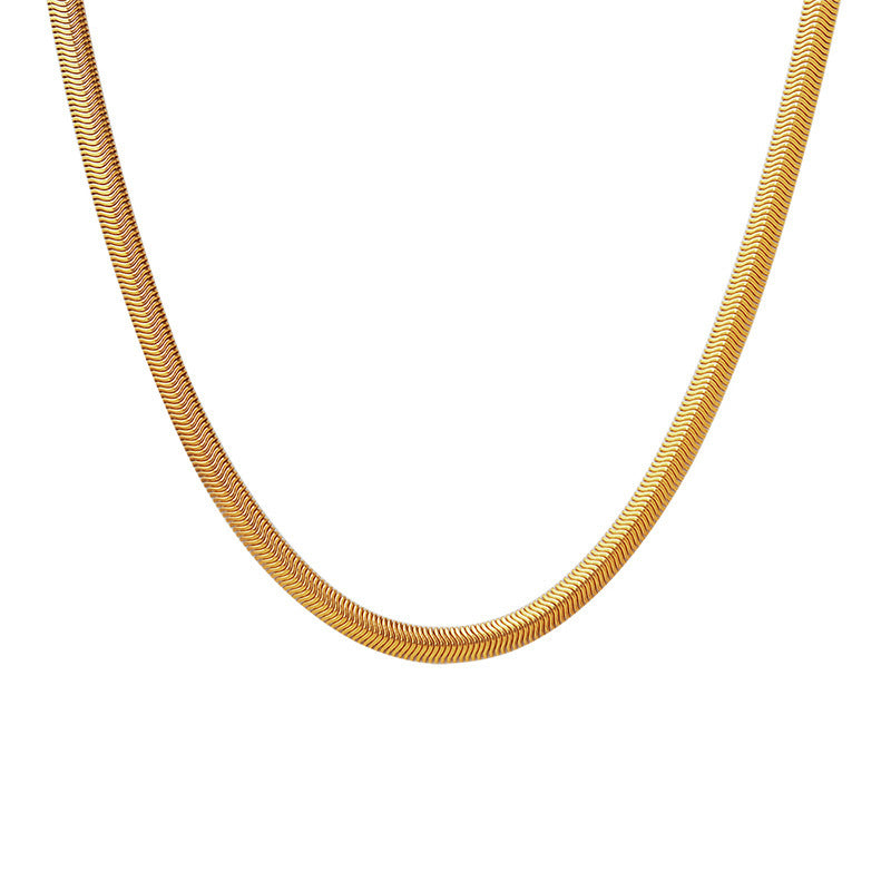 Collar de cadena de serpiente de acero de titanio minimalista con diseño en forma de U para acentuar la clavícula, accesorio de moda unisex