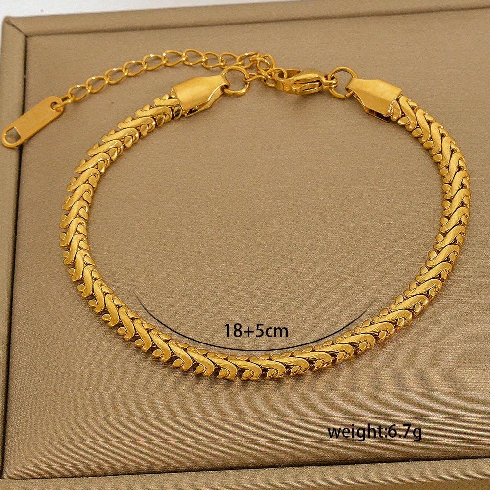 Set di bracciali multistrato minimalisti in acciaio inossidabile con placcatura sottovuoto, da indossare tutti i giorni