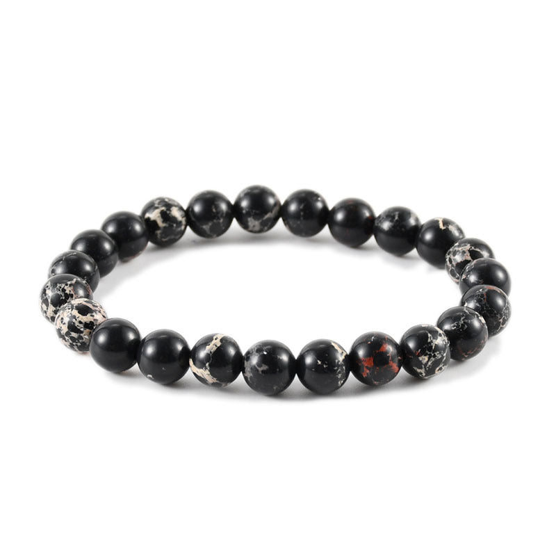 Geometric Natural Stone Agate Beaded Bracelet Unisex Handmade Jewelry